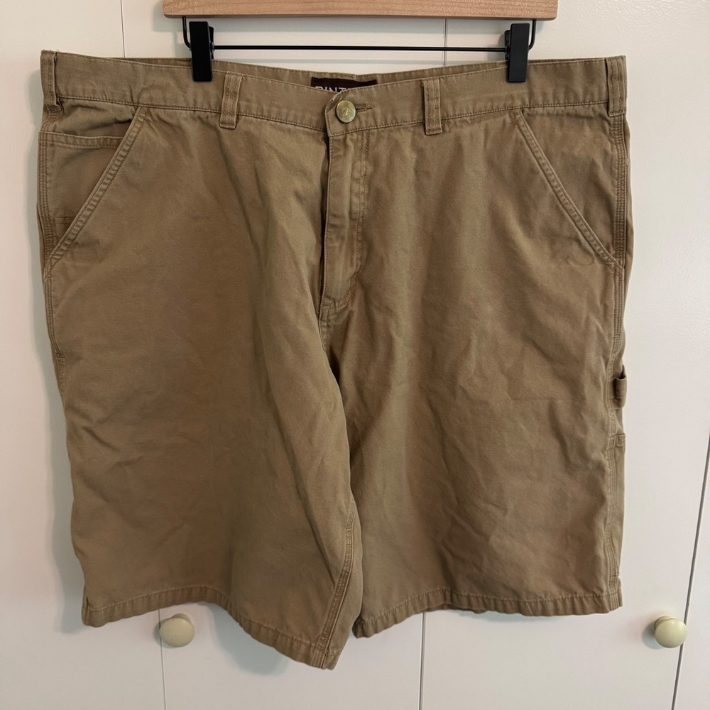 Pintlar Mens Carpenter Shorts Tan Khaki Cotton Canvas Hammer Loop Utility 40